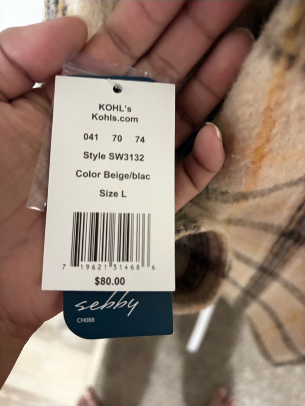 Sebby Beige Plaid Button-Front Shacket - Picture 5 of 5